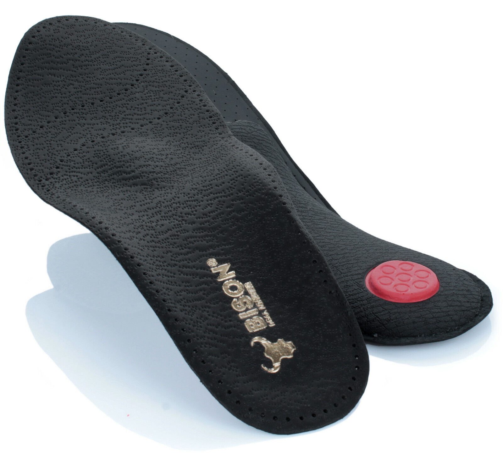 BISON Real Leather Einlegesohlen BISON Einlegesohlen aus Leder in Schwarz (Set, 1-tlg., 1 Paar, 3 Paar, 6 Paar), mit entlastendem Mittelfuß-Stützelement