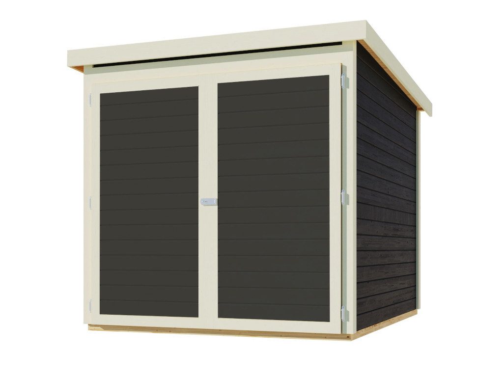 Karibu Gartenhaus Bikebox Fahrradgarage 3 19 mm terragrau, BxT: 162.50x216 cm, 19 mm Wandstärke, Doppeltür