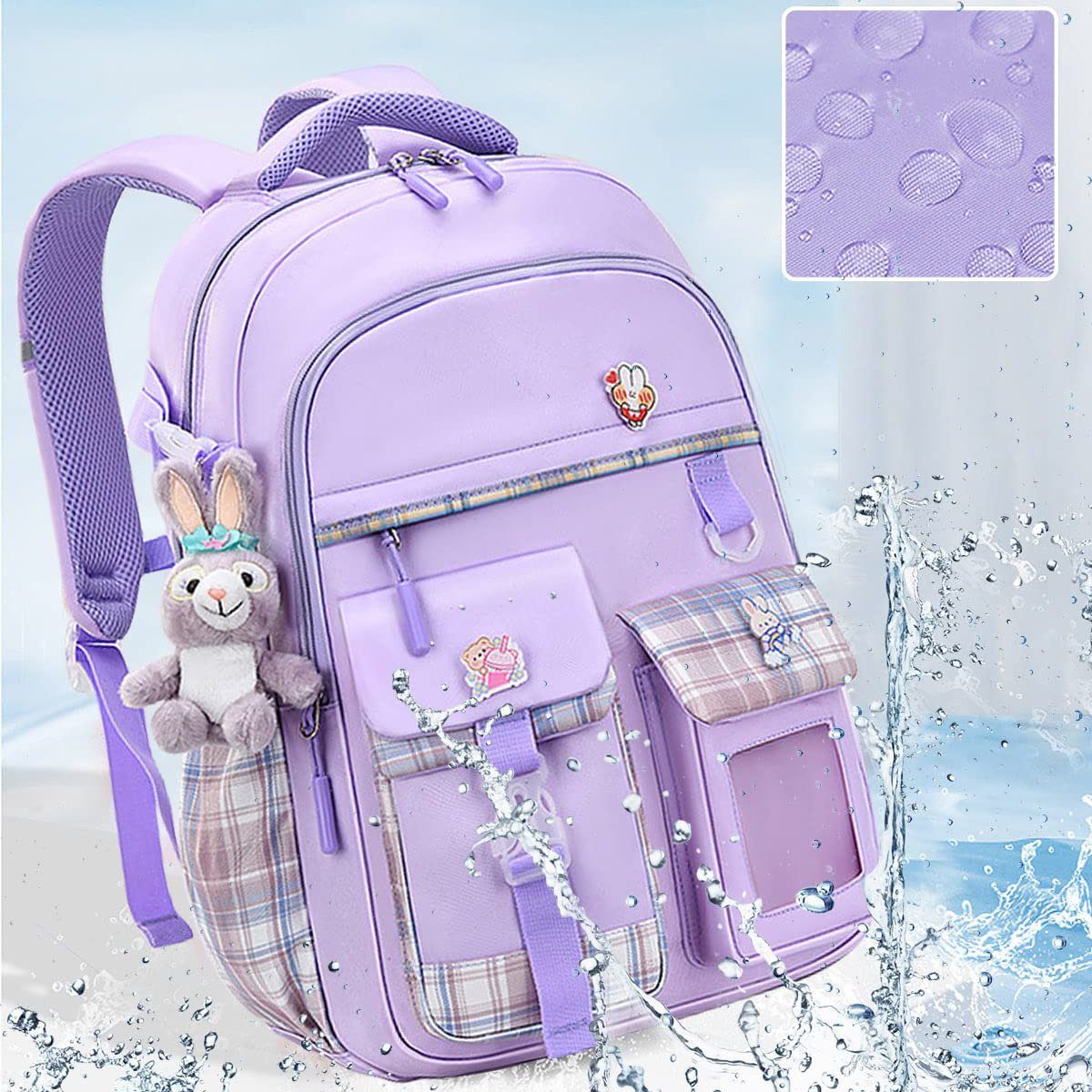 GelldG Rucksack Teenager, Schulranzen, Lila Wasserdichte Schulrucksack Kinderrucksack