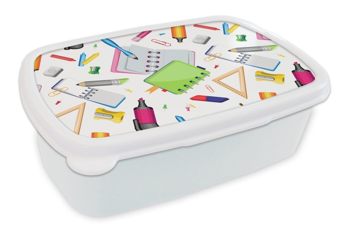 MuchoWow Schule Kunststoff, (2-tlg), Lunchbox Bleistift, Mädchen Muster Erwachsene, - und Brotdose, und für - für weiß Brotbox Kinder Jungs