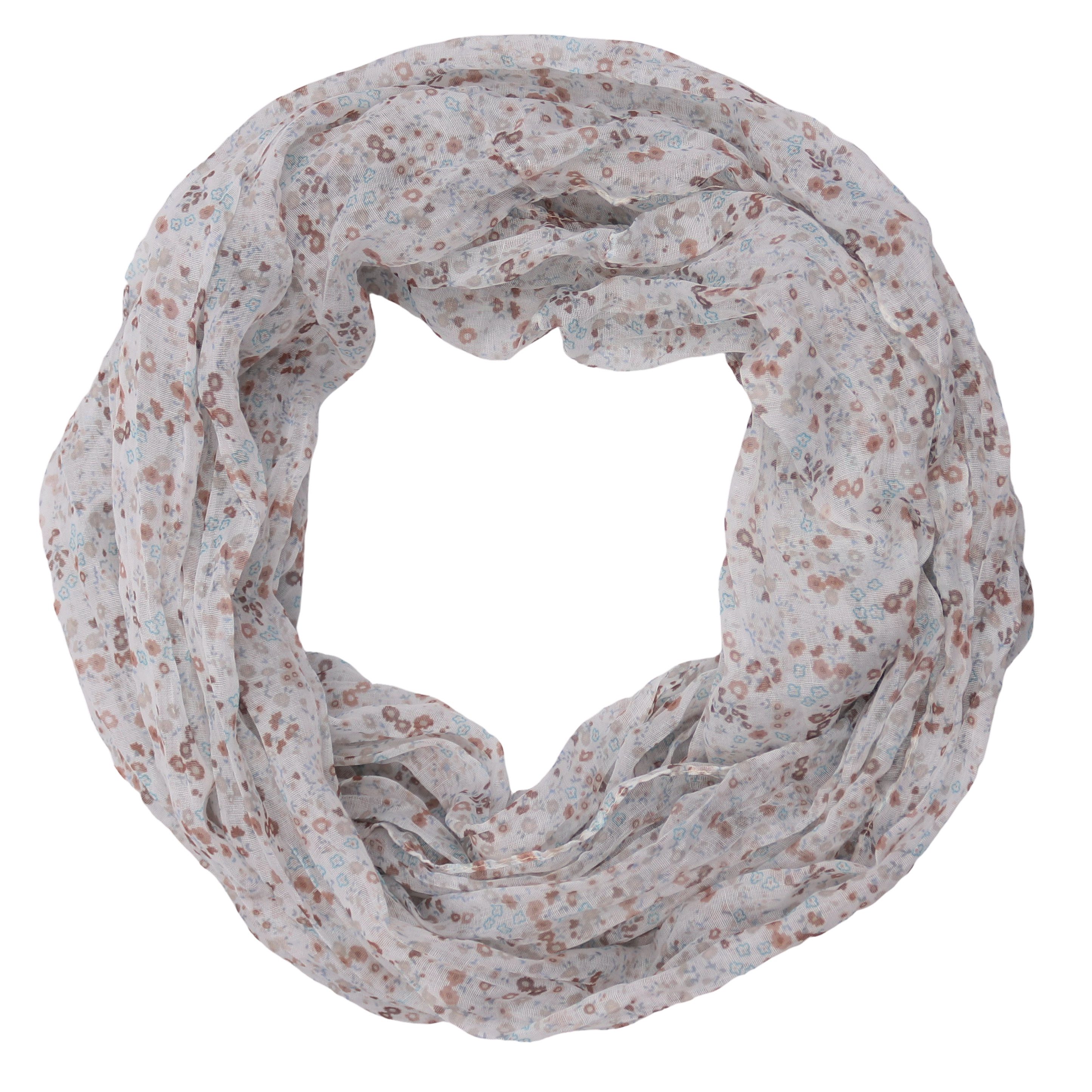 Loop Damen Schal mit Blümchen Muster, Weich, Schlauchschal