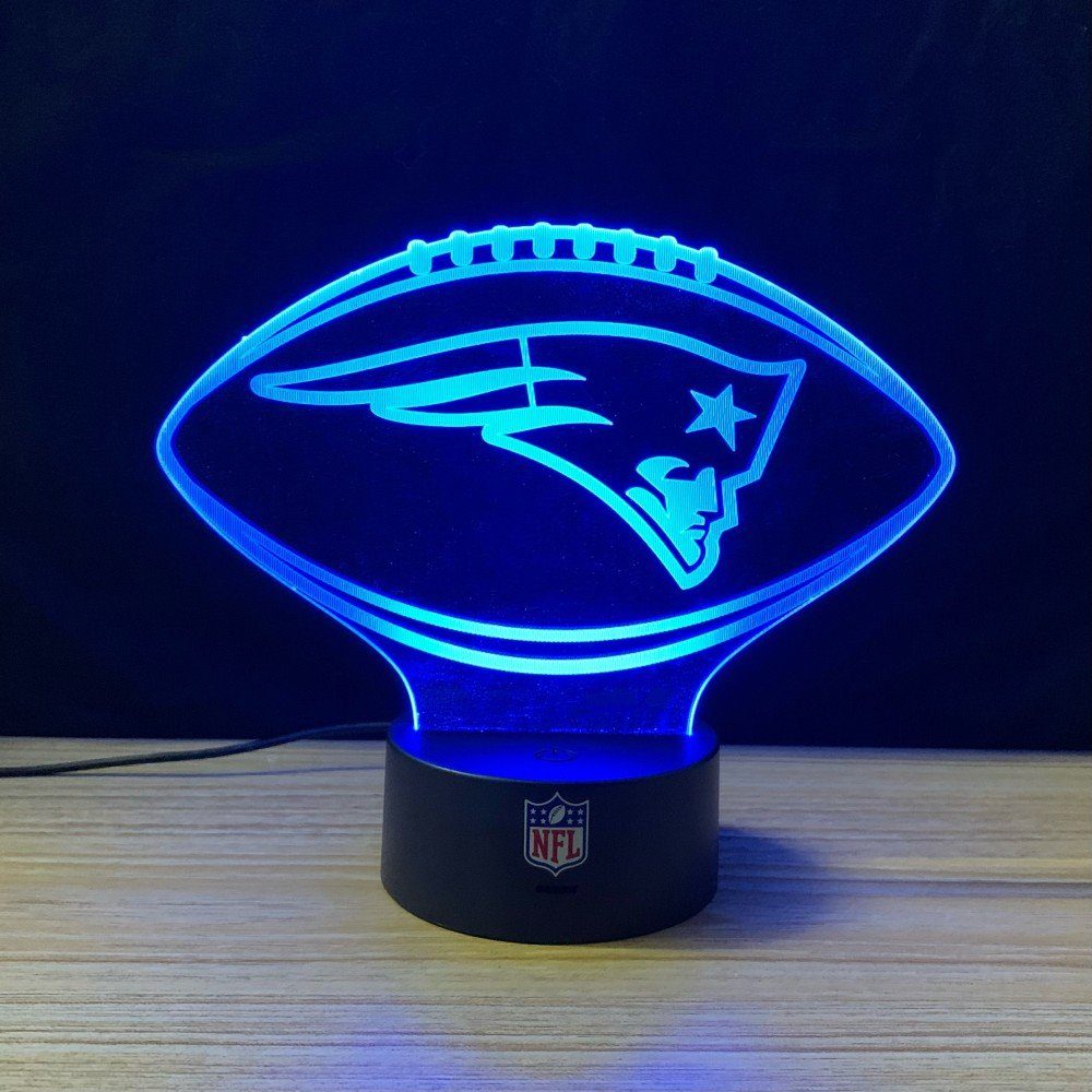 New England Patriots LED Dekolicht Teamlogo Football Lampe, Rot, Blau, Grün, Gelb, Weiß, Lila, Farbwechsel