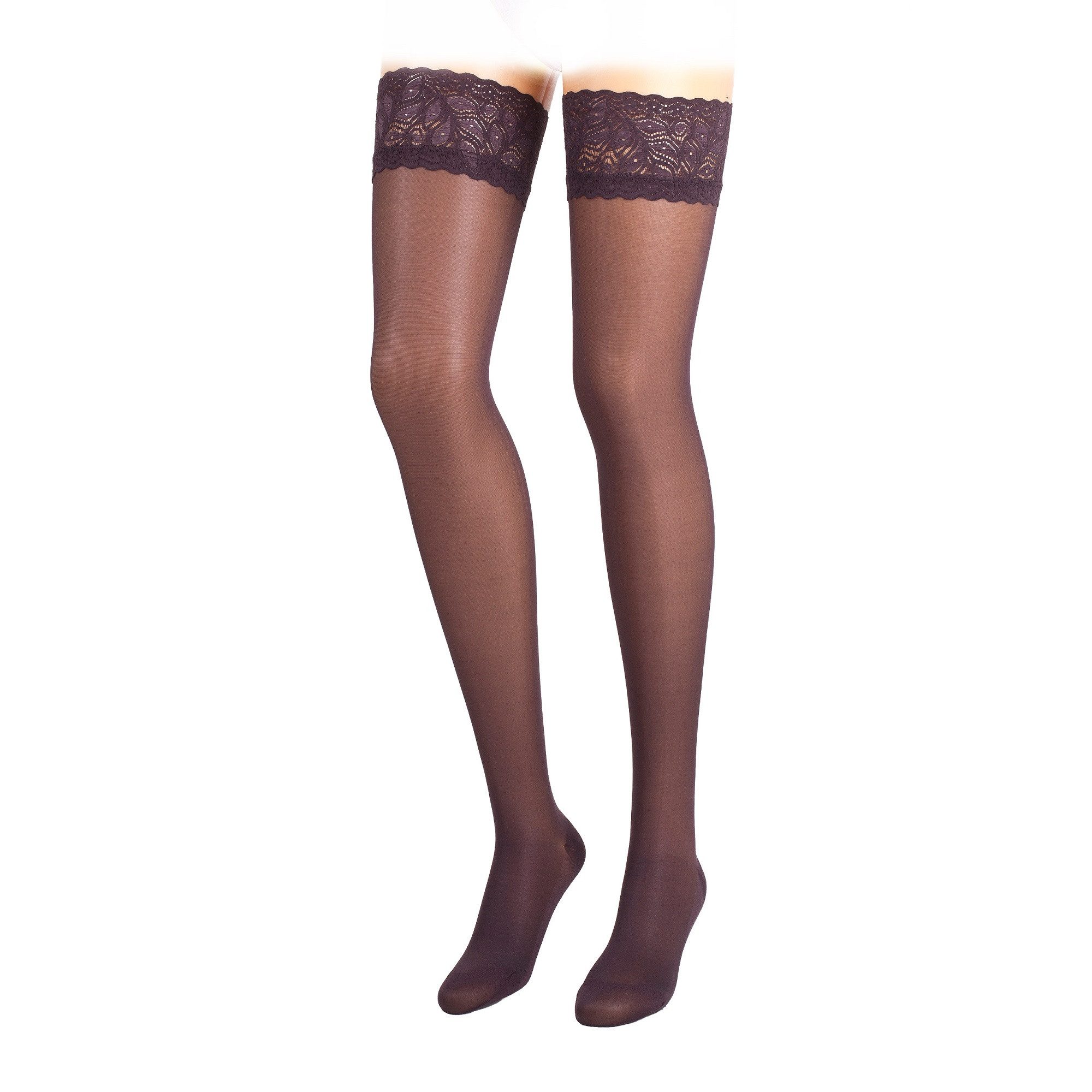 COMPRESSANA Feinstrümpfe CALYPSO 140 DEN Stützschenkelstrümpfe mit Spitzenhaftband