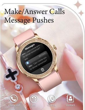 findtime Smartwatch (Android, iOS), mit Telefonfunktion Blutdruckmessung Benachrichtigung SchrittzählerUhr