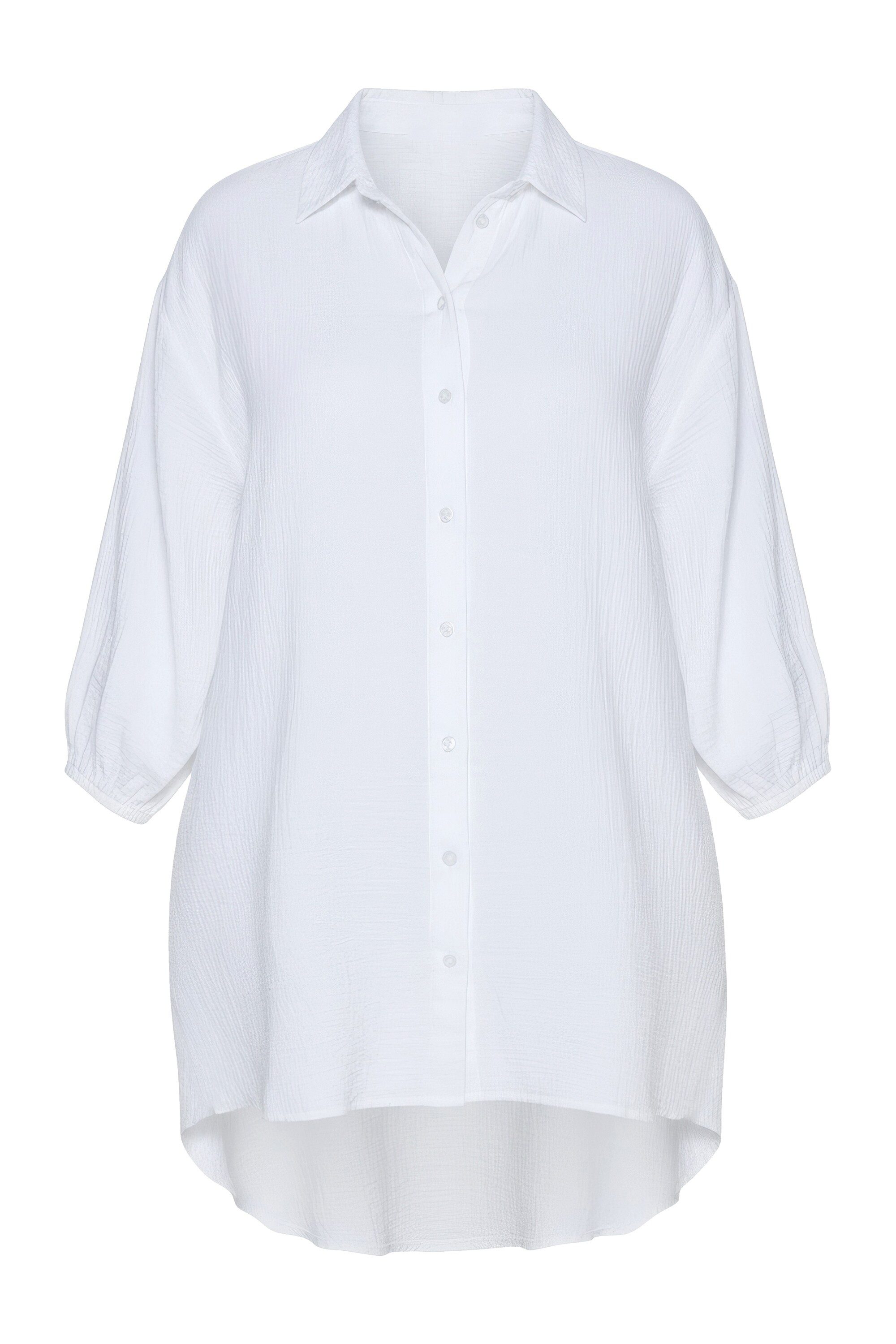 Angel of Style Hemdbluse Hemdbluse oversized Musselin 3/4-Ärmel günstig online kaufen