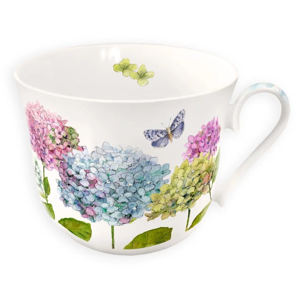 Tasse Grätz Verlag mit Porzellantasse Motiv, 400ml Hortensien