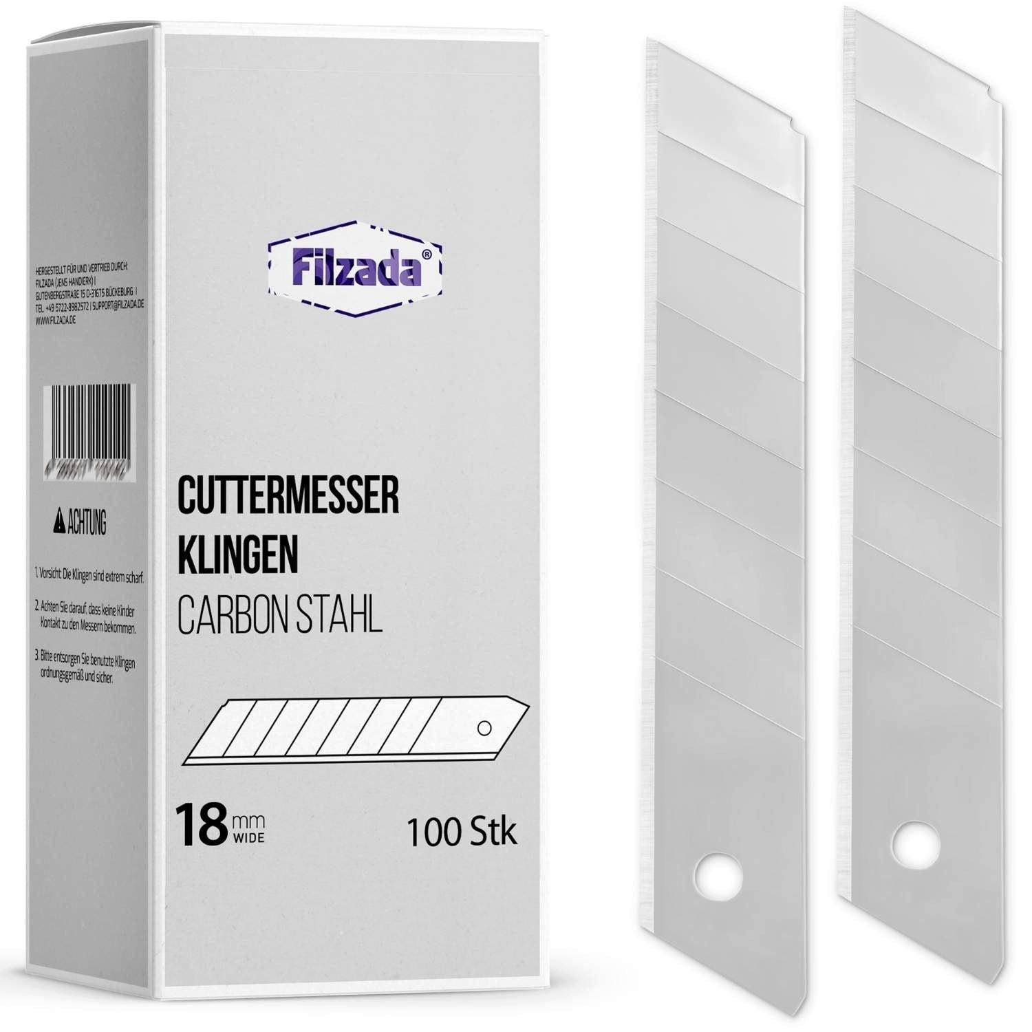Filzada Cuttermesser 18mm Cutterklingen 100x Abbrechklingen Silber Cuttermesser Klingen