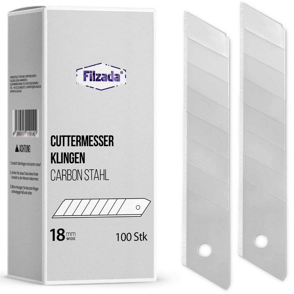 Filzada Cuttermesser 100x Cuttermesser Klingen 18mm Silber Abbrechklingen  Cutterklingen