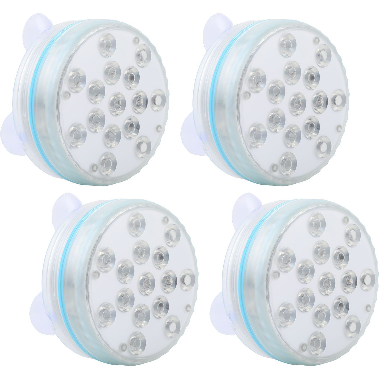 shop'n smile ideoon Pool-Lampe Multicolor LED Unterwasserleuchte Poolbeleuchtung Saugnäpfe Timer IP68, LEDs, 15 LEDs je Leuchte, wasserdicht, dimmbar & per Fernbedienung steuerbar