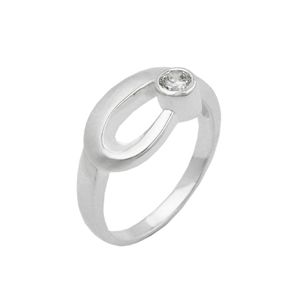 Gallay Silberring Ring 9mm Zirkonia gefasst matt-glänzend Silber 925 Ringgröße 58