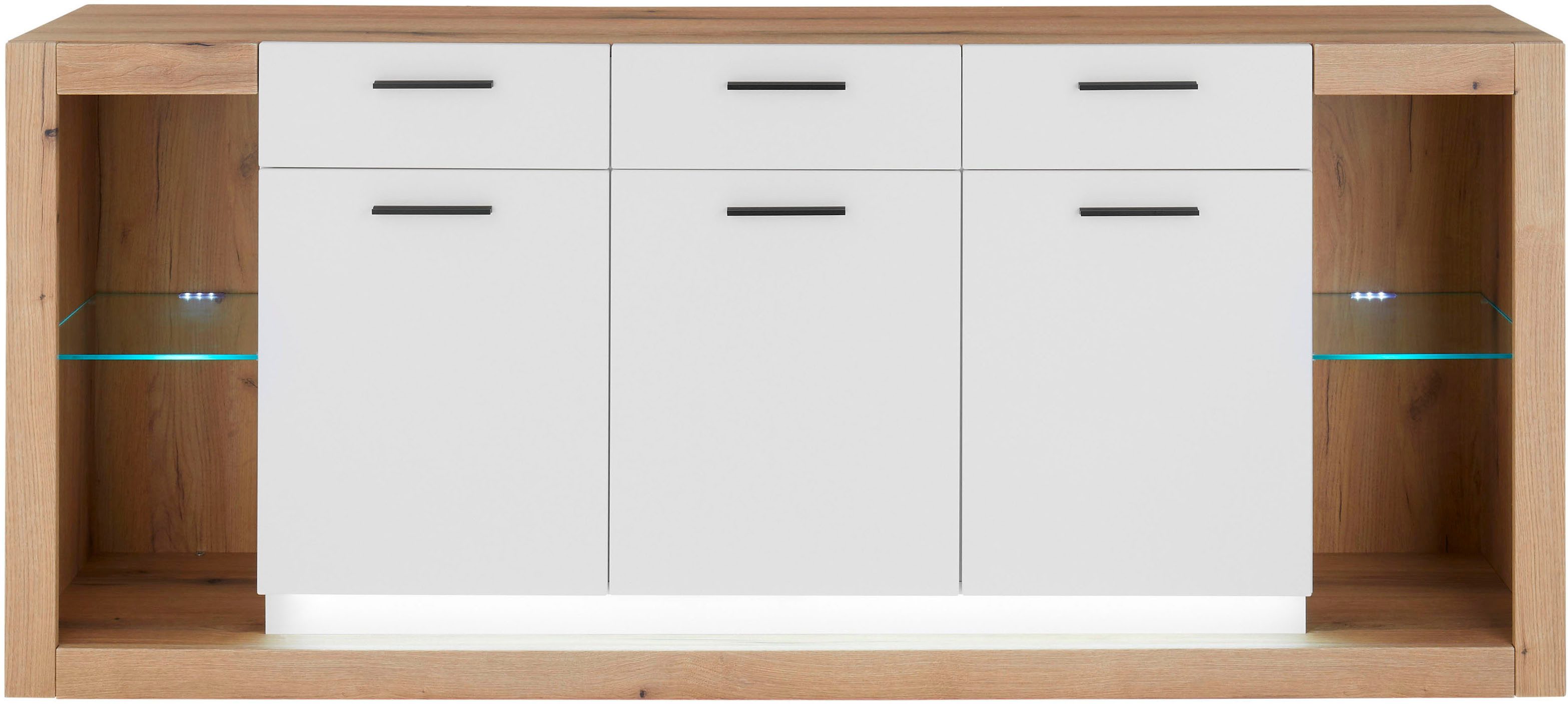 Home affaire Sideboard Brixen, moderne Kommode, Stauraumelement in Eiche Evoke Dekor, Metallgriffe, ausreichend Stauraum, vielseitig einsetzbar