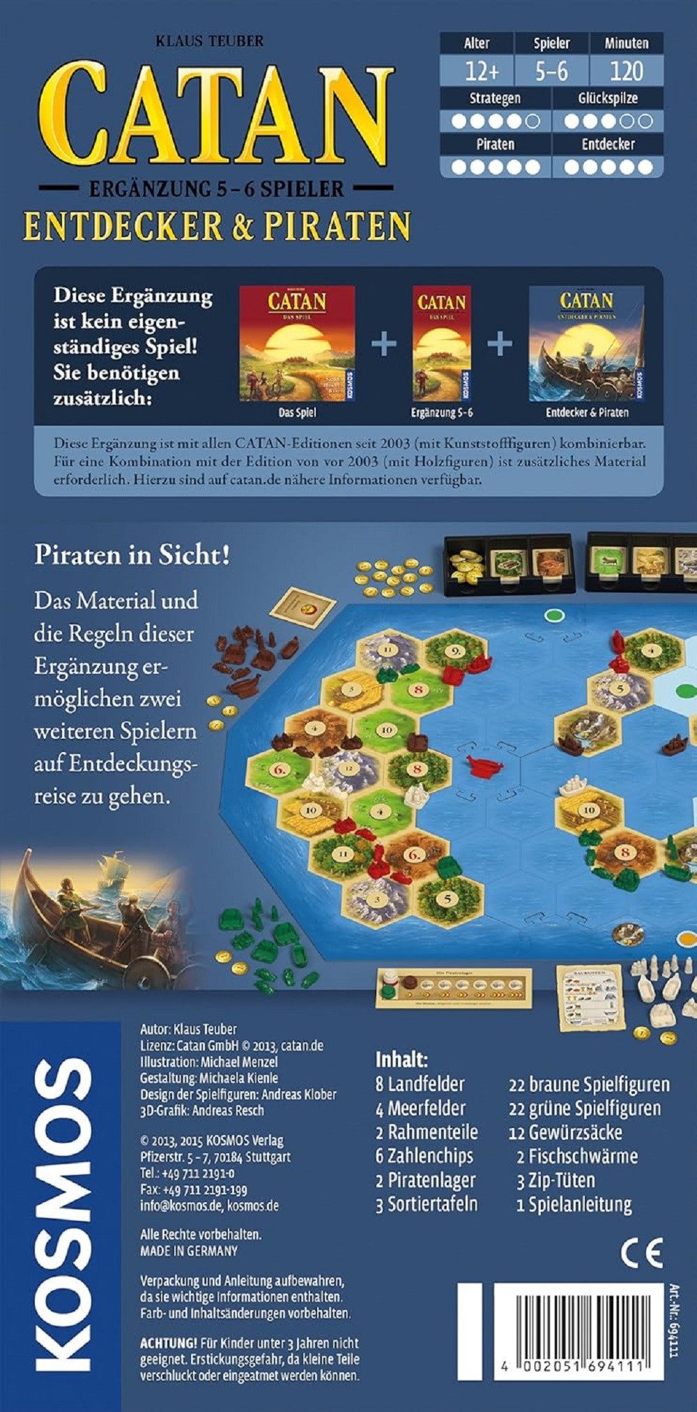 Kosmos Spiel Siedler von Catan - Entdecker und Piraten, Ergänzung für 5-6 Personen, Abenteuer, Reise, Geschicklichkeit, Abstrakte Strategie