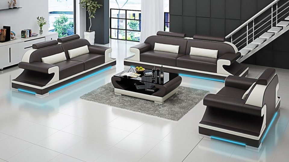 Sofa JVmoebel Weiße Made in Garnitur moderne Sitzer 3+2+1 Neu, Europe Wohnlandschaft