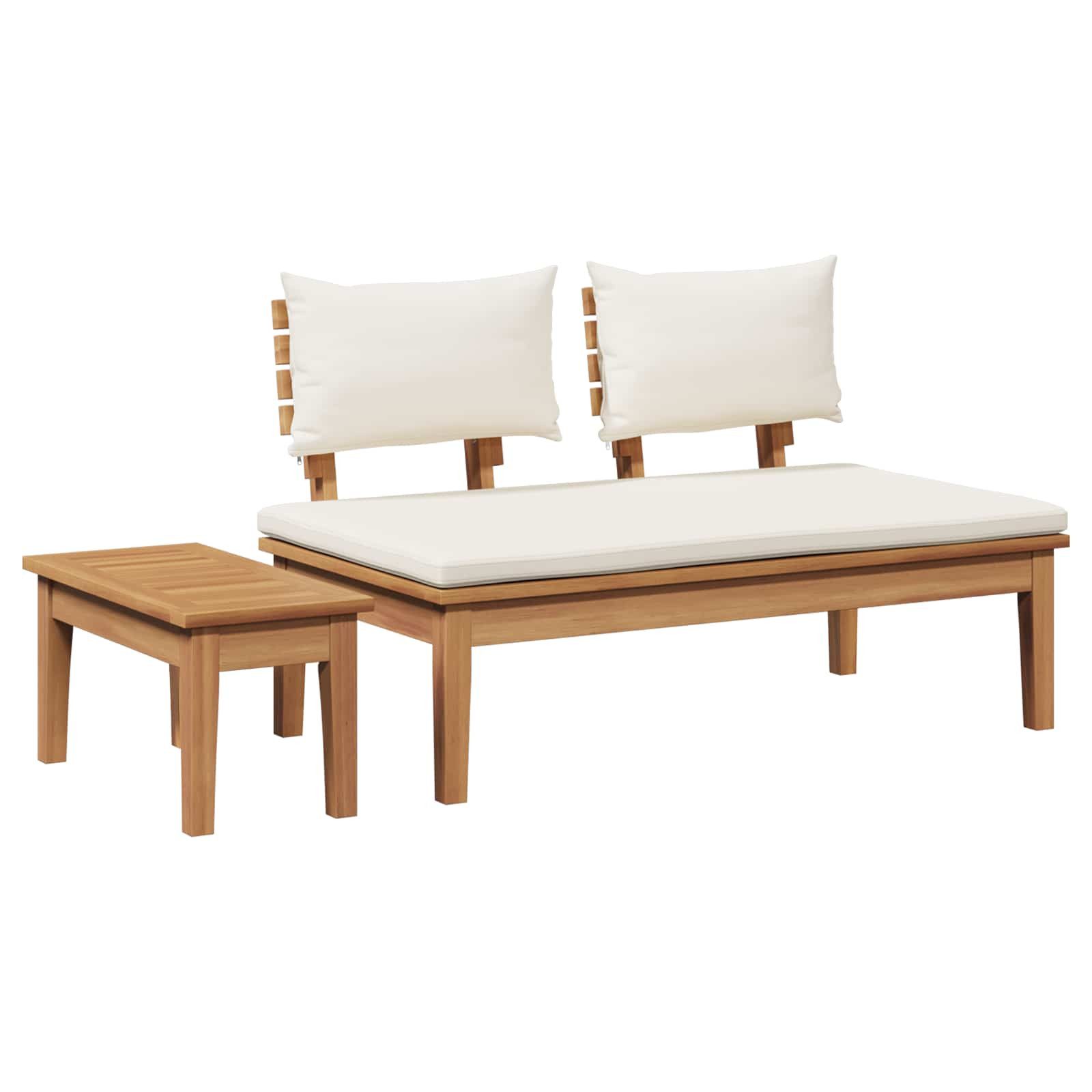 vidaXL Gartenlounge-Set Gartenbank und Tischset 2 pcs Creme und Braun Massivholz, (2-tlg)