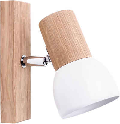 SPOT Light Wandleuchte SVENDA, ohne Leuchtmittel, Naturprodukt aus Eichenholz, Nachhaltig, Schirm aus Metall