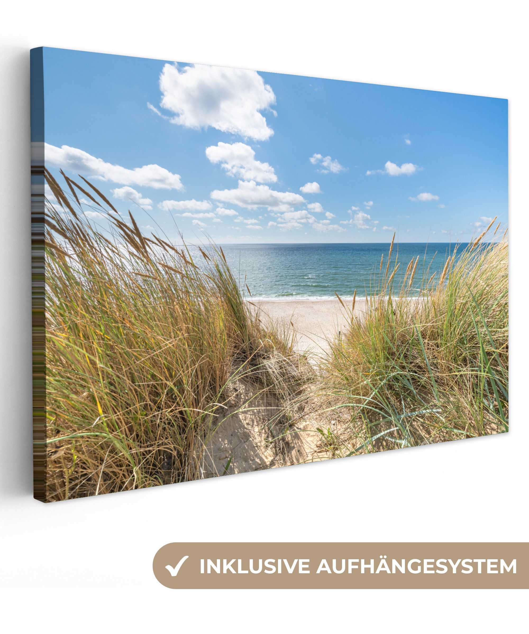 OneMillionCanvasses® Leinwandbild Düne - Gras - Meer - Strand, Fotodruck (1 günstig online kaufen