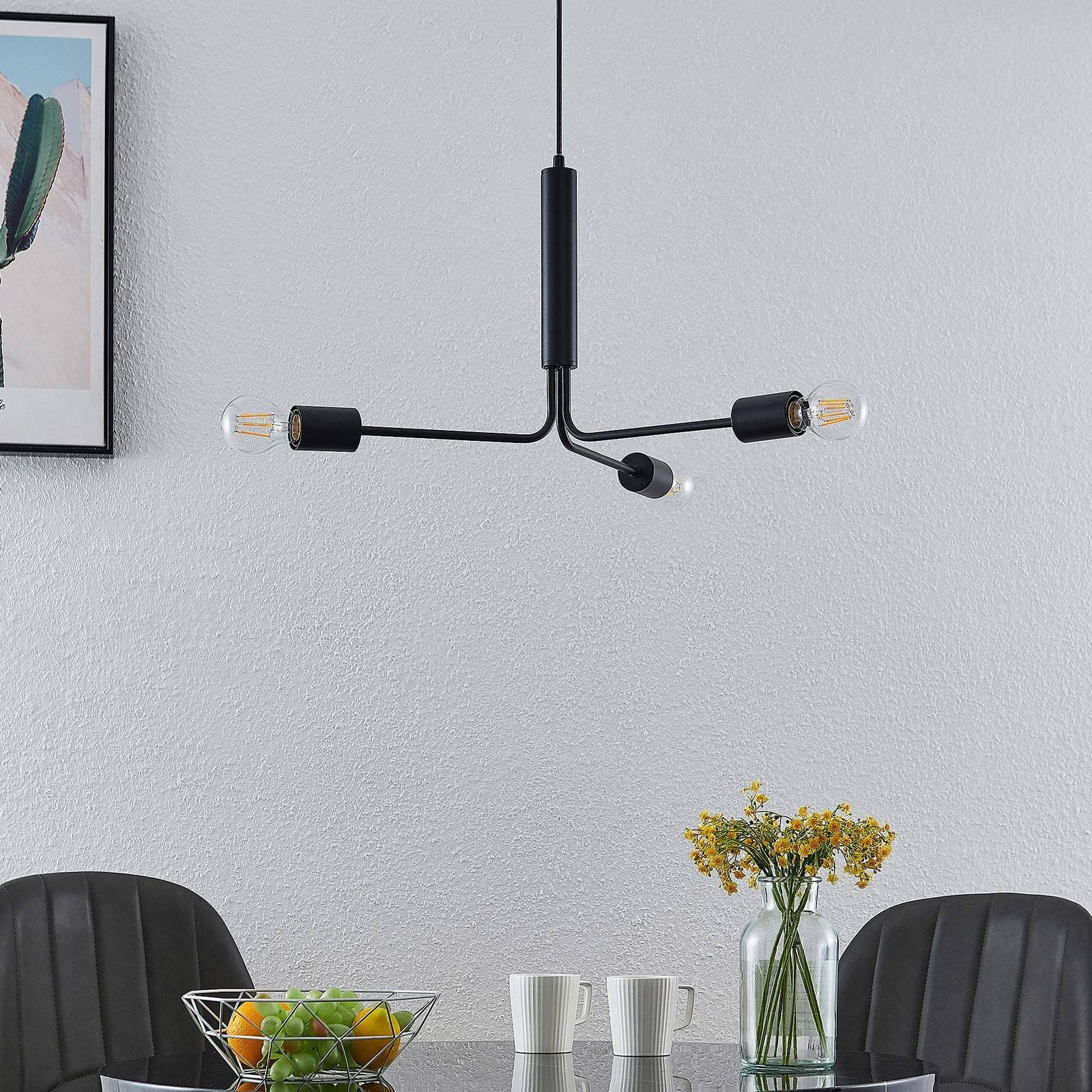 3 E27, Eisen, Deckenlampe, Imonis, Hängeleuchte flammig, nicht Modern, dimmbar, Leuchtmittel Esstischlampe Lindby inklusive, Schwarz,