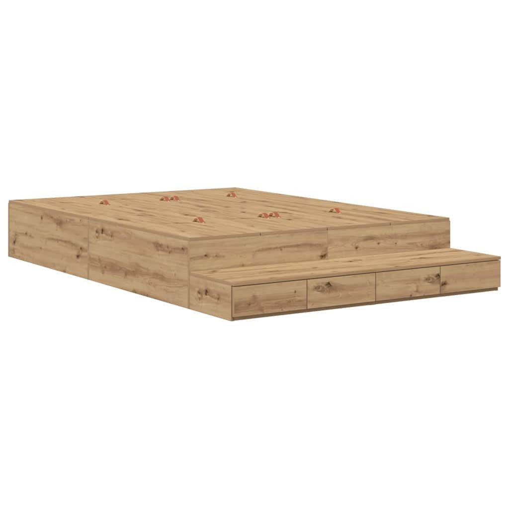 vidaXL Bett Aufbewahrungsbettgestell Artisan-Eiche 135 cm Holzwerkstoff (1- günstig online kaufen