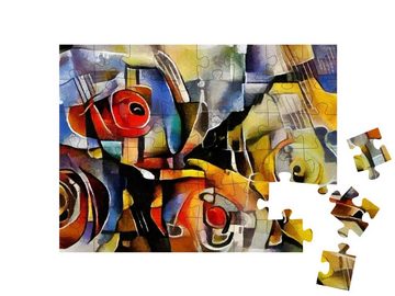 puzzleYOU Puzzle Blumenstrauß im Stil von Picasso und Kandinsky, 48 Puzzleteile, puzzleYOU-Kollektionen Künstler