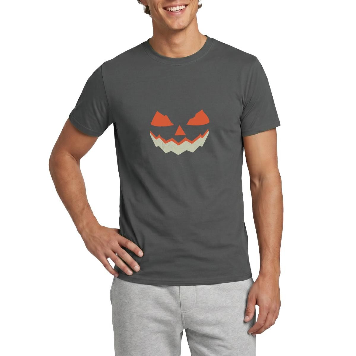 T-Shirt Halloween Gruseliges Kürbis Gesicht Männer T-Shirt