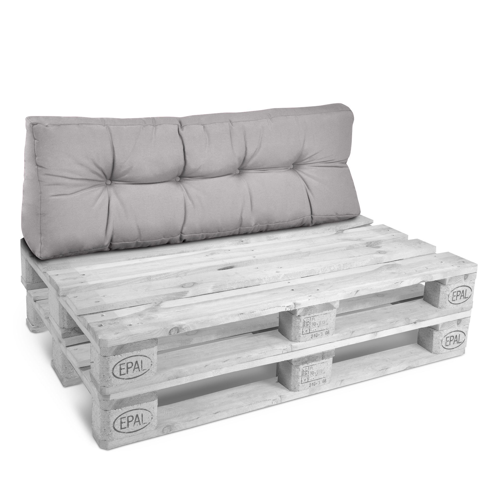 Beautissu Palettenkissen Rückenkissen Palettenkissen Outdoor Eco Style, 120x40cm, Hellgrau, 120x40 cm – Gepolsterte Auflagen für Paletten Palettensofa