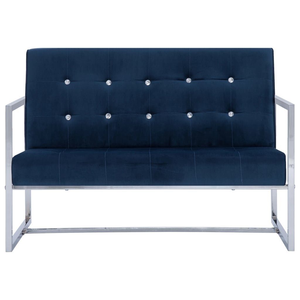 Sofa Armlehnen mit 2-Sitzer-Sofa Chrom Blau und vidaXL Samt