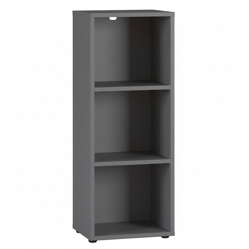 KADIMA DESIGN Aktenregal Aktenregal Universal schmal 45x120x40 cm Graphit, 3 Ordnerhöhen, Regal, Büroregal Made in Germany, Nischenregal, Bücherregal, Standregal, bis 30 kg pro Boden, Universell stellbar, Passend zu Serie Stuttgart