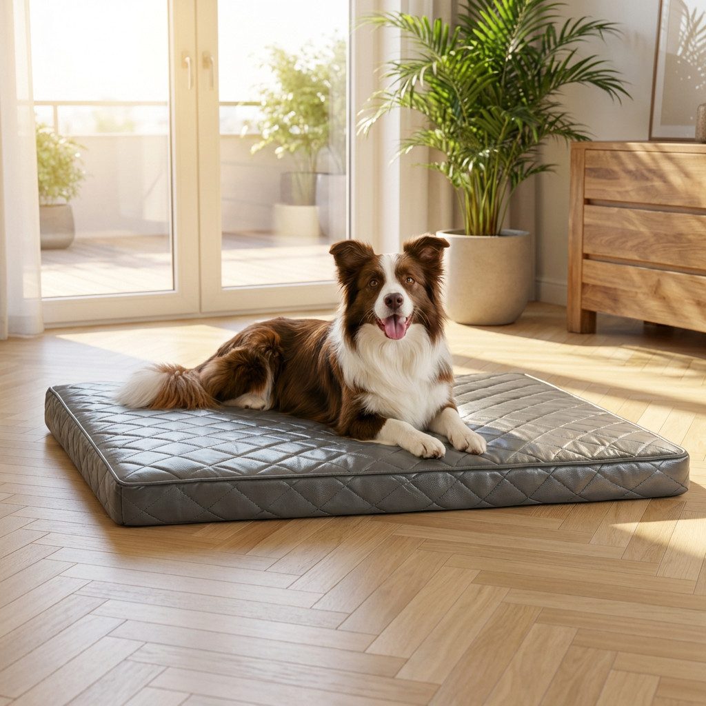 belviona Hundematratze orthopädisch mit abnehmbarem Bezug, Hundematte 100x70 cm, grau, Memory-Foam Hundematte druckentlastend, pflegeleicht & rutschfest