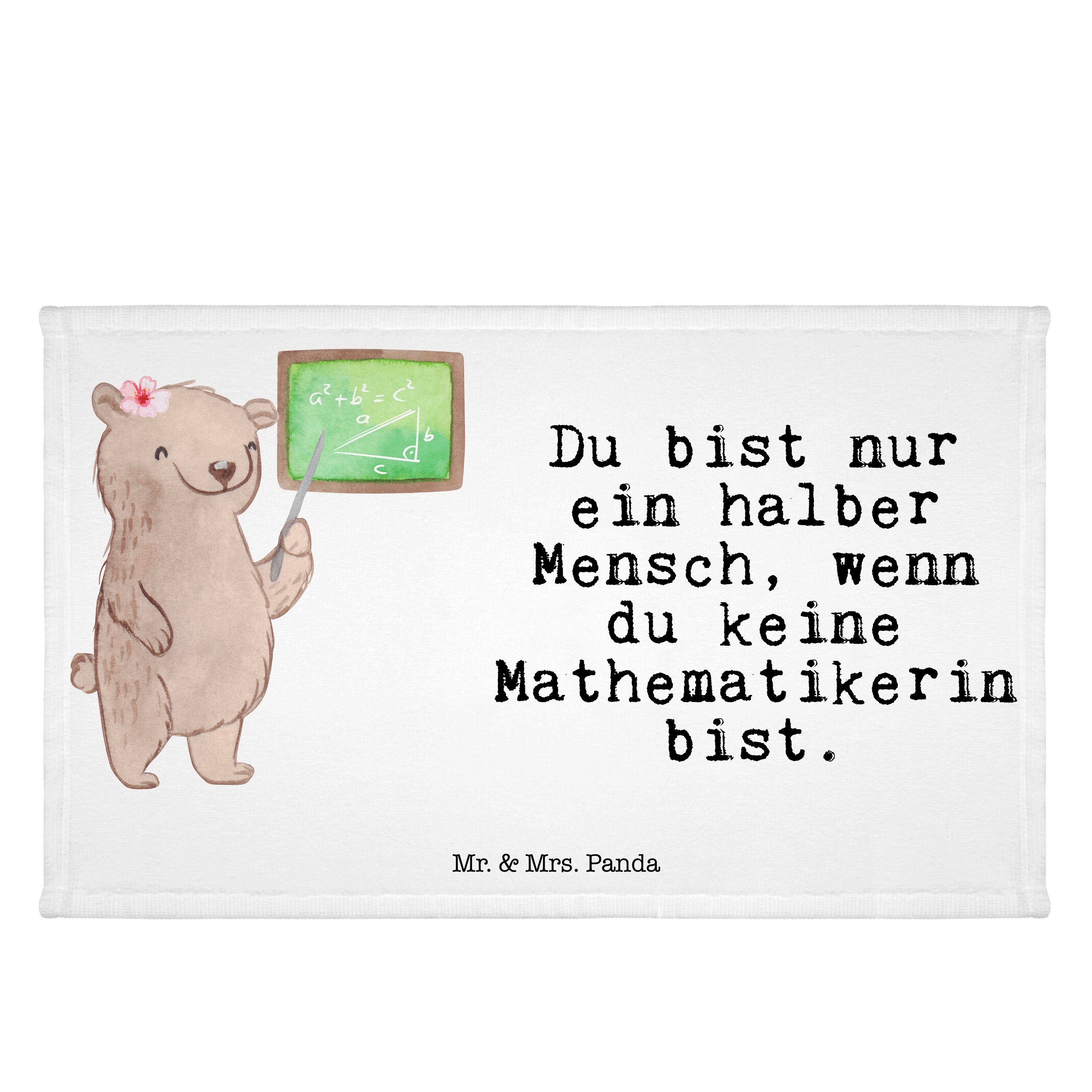 Mr. & Mrs. Panda Handtuch Mathematikerin mit Herz - Weiß - Geschenk, Studentin Mathe, Reisehand, (1-St)