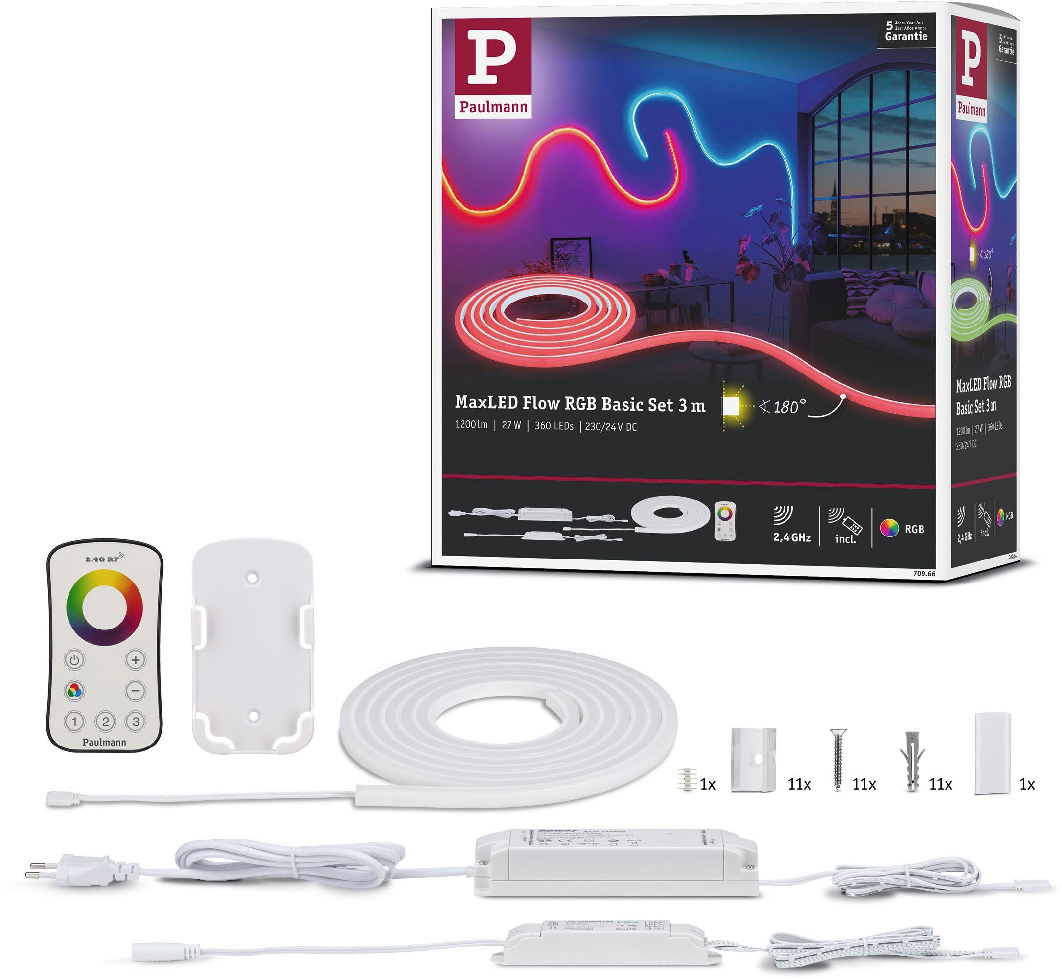 3m LED-Streifen MaxLED Flow RGB Basic Paulmann Set