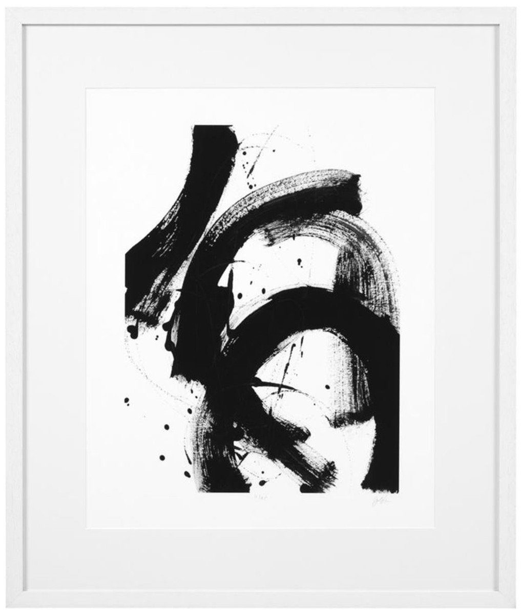 Casa Padrino Bilderrahmen Luxus Bild Design I Schwarz / Weiß 85 x H. 100 cm - Kunstdruck mit Holzrahmen