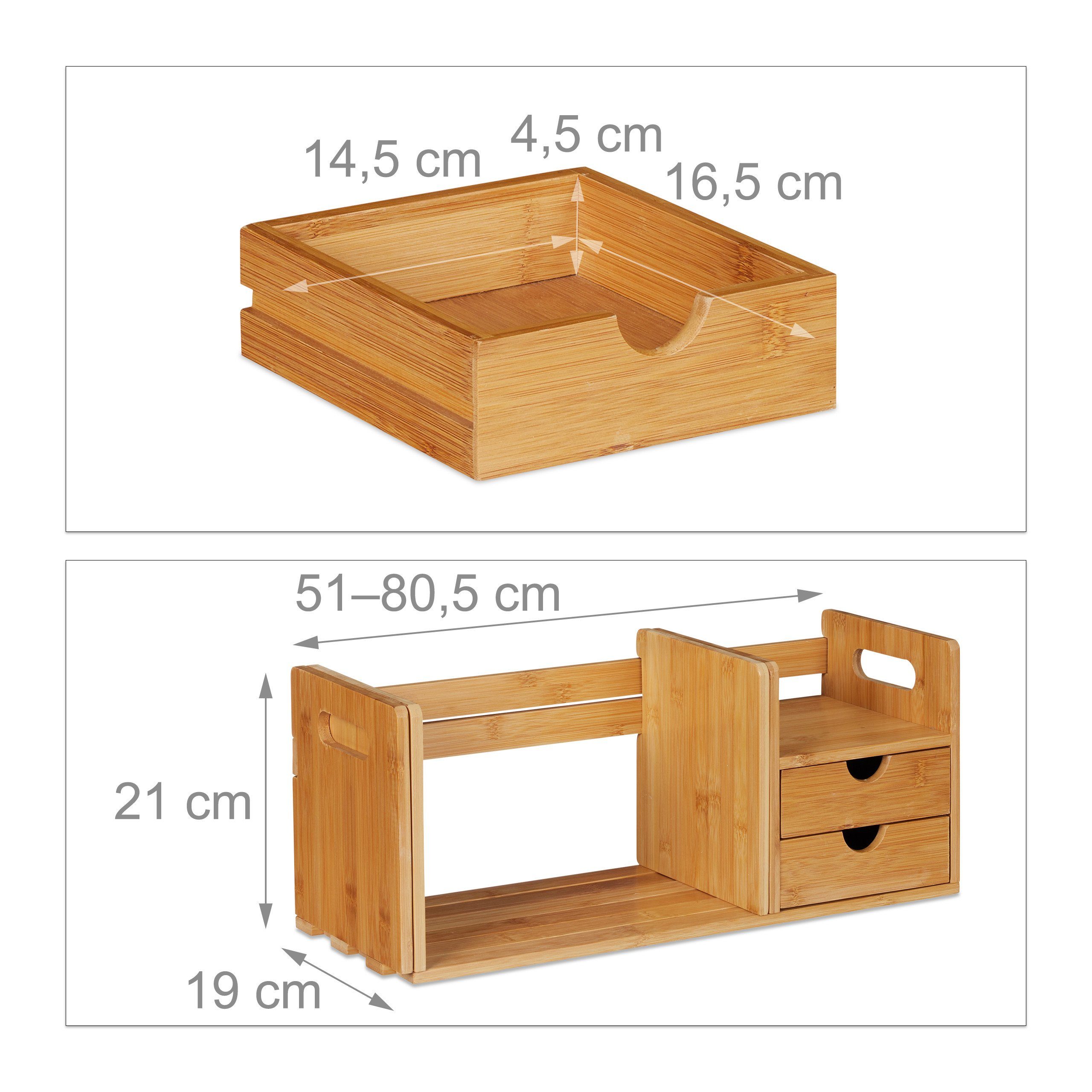 relaxdays Organizer Schreibtisch Organizer Bambus (1 St) – Bild 4 von 5
