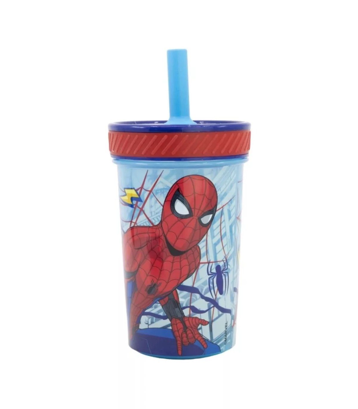 Spiderman Trinkflasche Anti-Rutsch-Becher Spider-Man" mit Strohhalm 370 ml