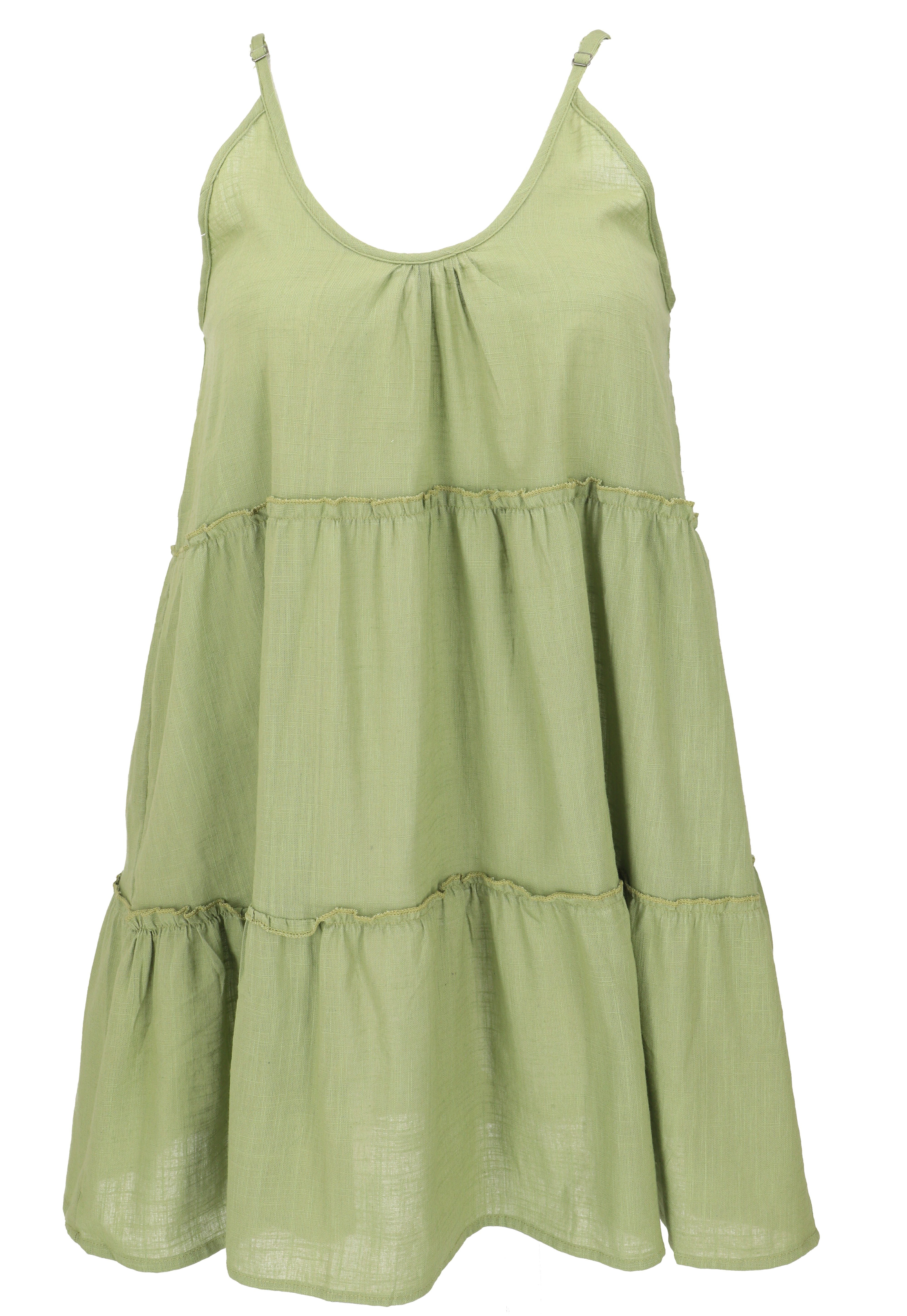 Guru-Shop Midikleid Boho Minikleid, natürliches Stufenkleid,.. alternative Bekleidung