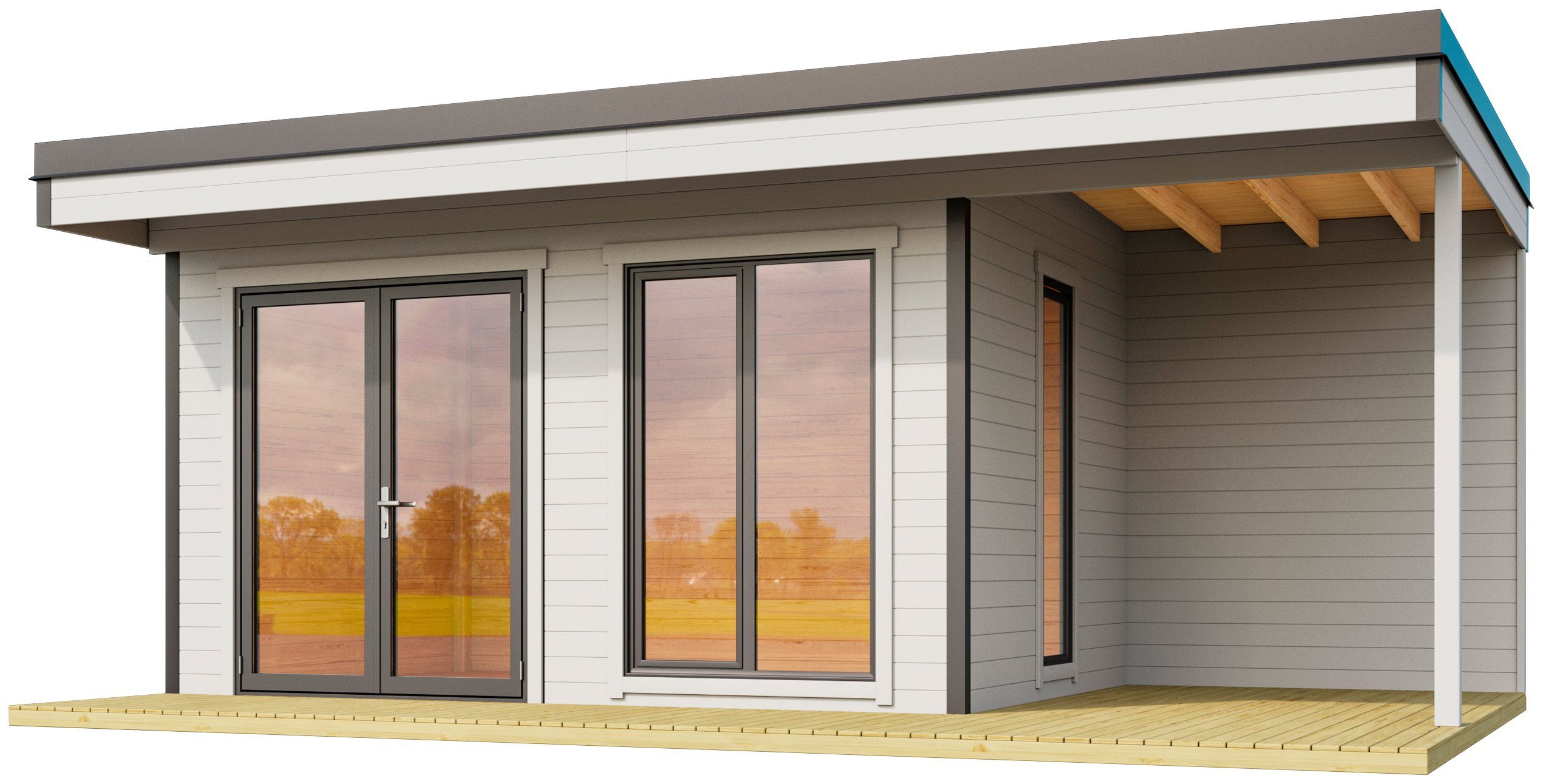 LASITA MAJA Gartenhaus DOMEO 7 LICHTGRAU/ANTHRAZIT, BxT: 605x390 cm, (Set), Fundamentmass 4000+1950 x 3000, Lichtgrau