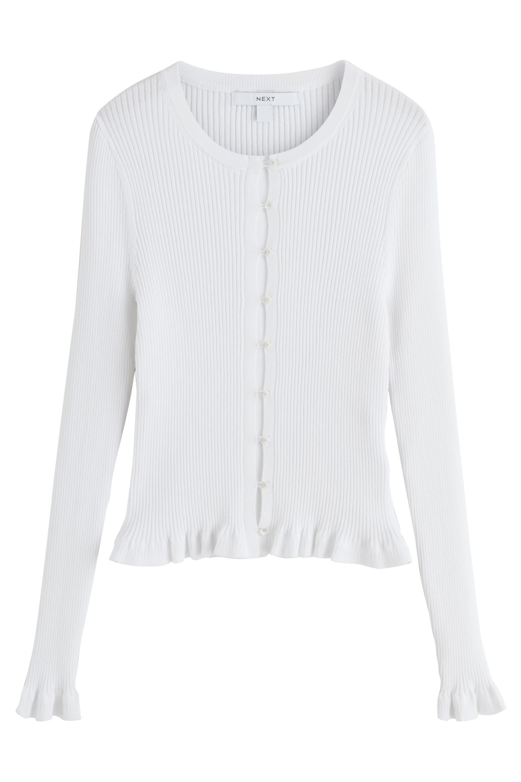Next Strickjacke Gerippte, geknöpfte Strickjacke mit langen Ärmeln (1-tlg)