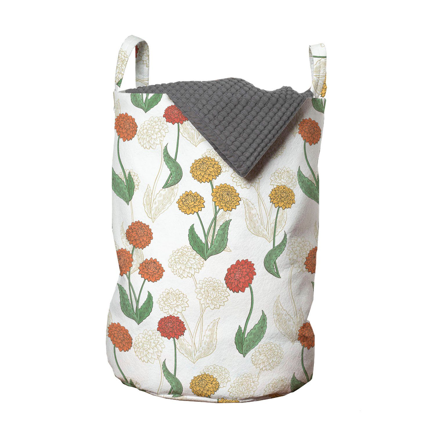 Abakuhaus Wäschesäckchen Wäschekorb mit Griffen Kordelzugverschluss für Waschsalons, Dahlie Garten-Blüten-Pfingstrose Schönheit