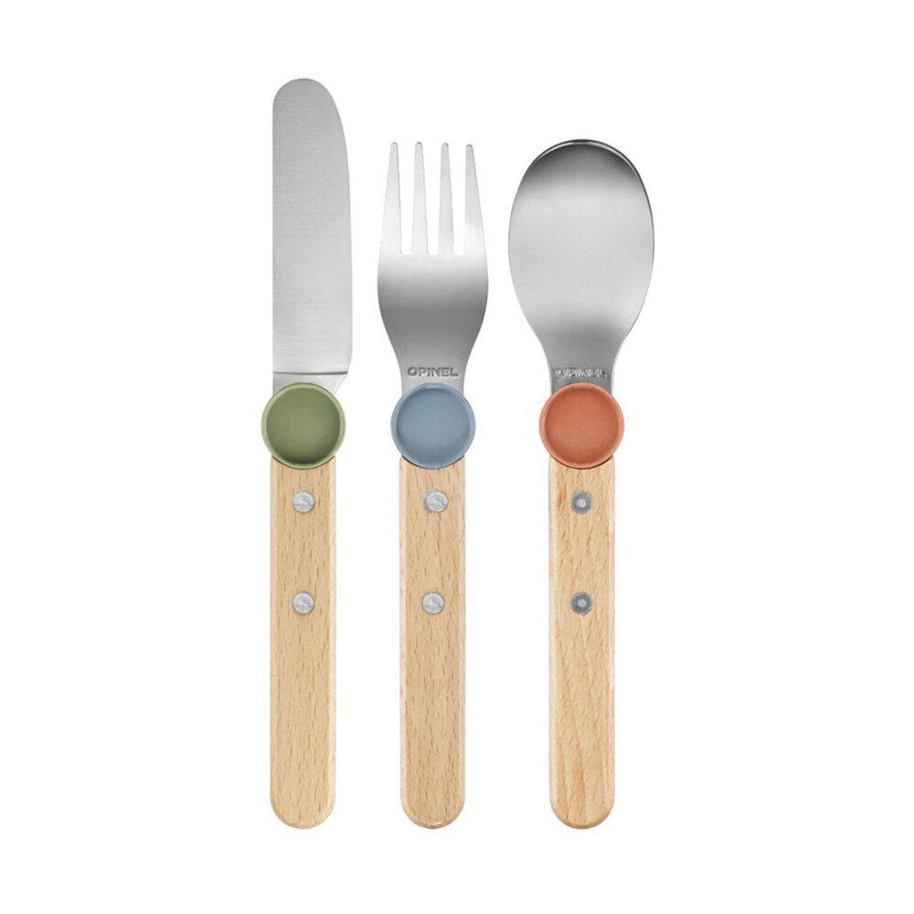 Opinel Kinderbesteck Kinderbesteck-Set 3-tlg. Le Petit Gourmet Mix (3-tlg), Edelstahl, Kinderbesteck-Set, 1xMesser,GabelundLöffel, Edelstahl