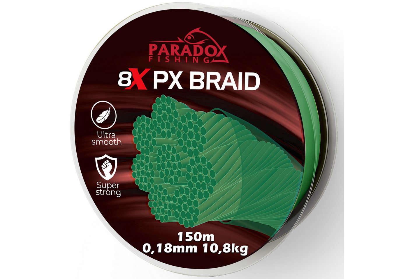 Paradox Fishing Angelschnur 8x geflochten PX Grün, 150 m Länge, 8-fach Geflochten