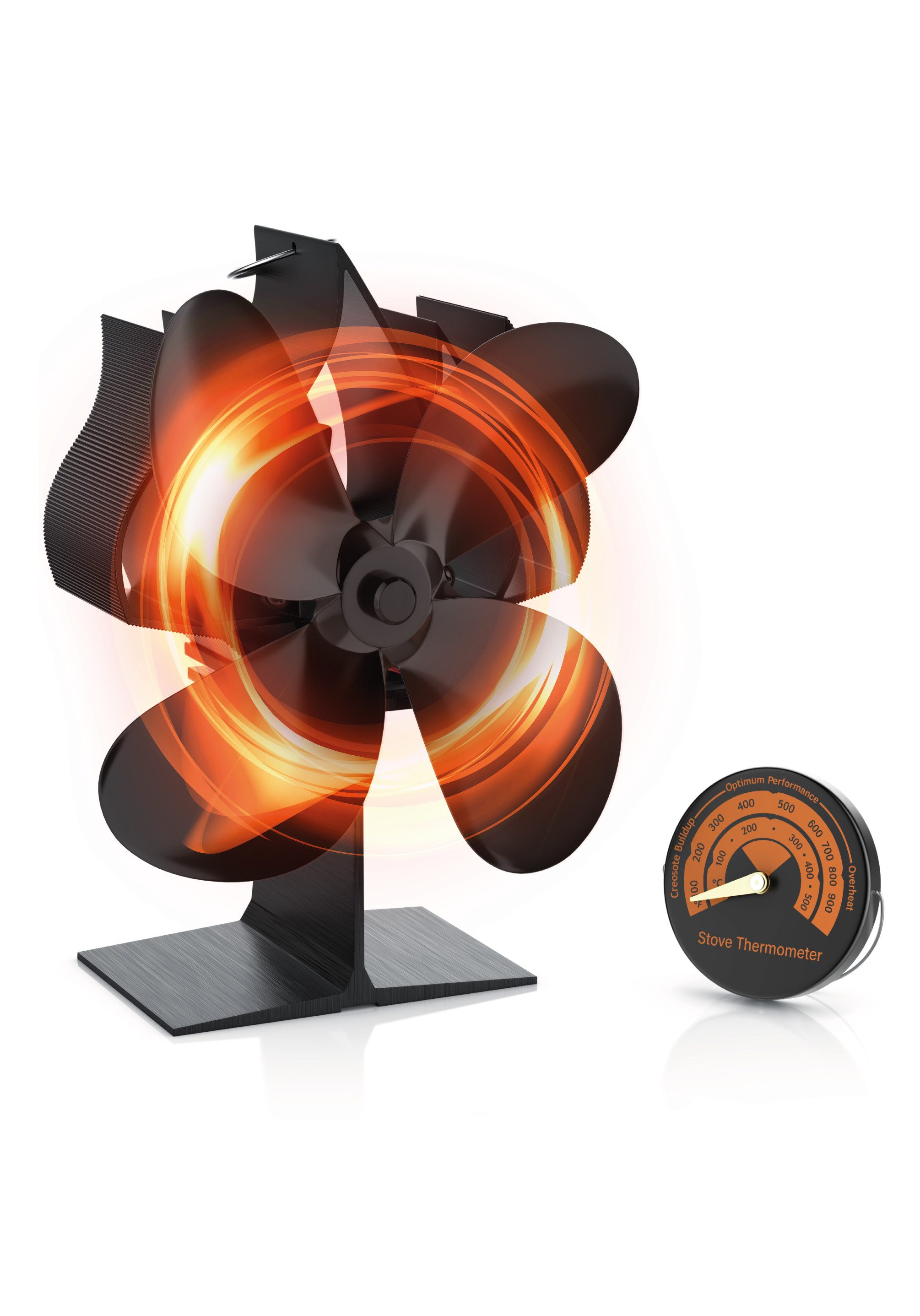 Brandson Kaminventilator Ofenventilator inkl. Thermometer, 4 Flügel Rotorbl günstig online kaufen