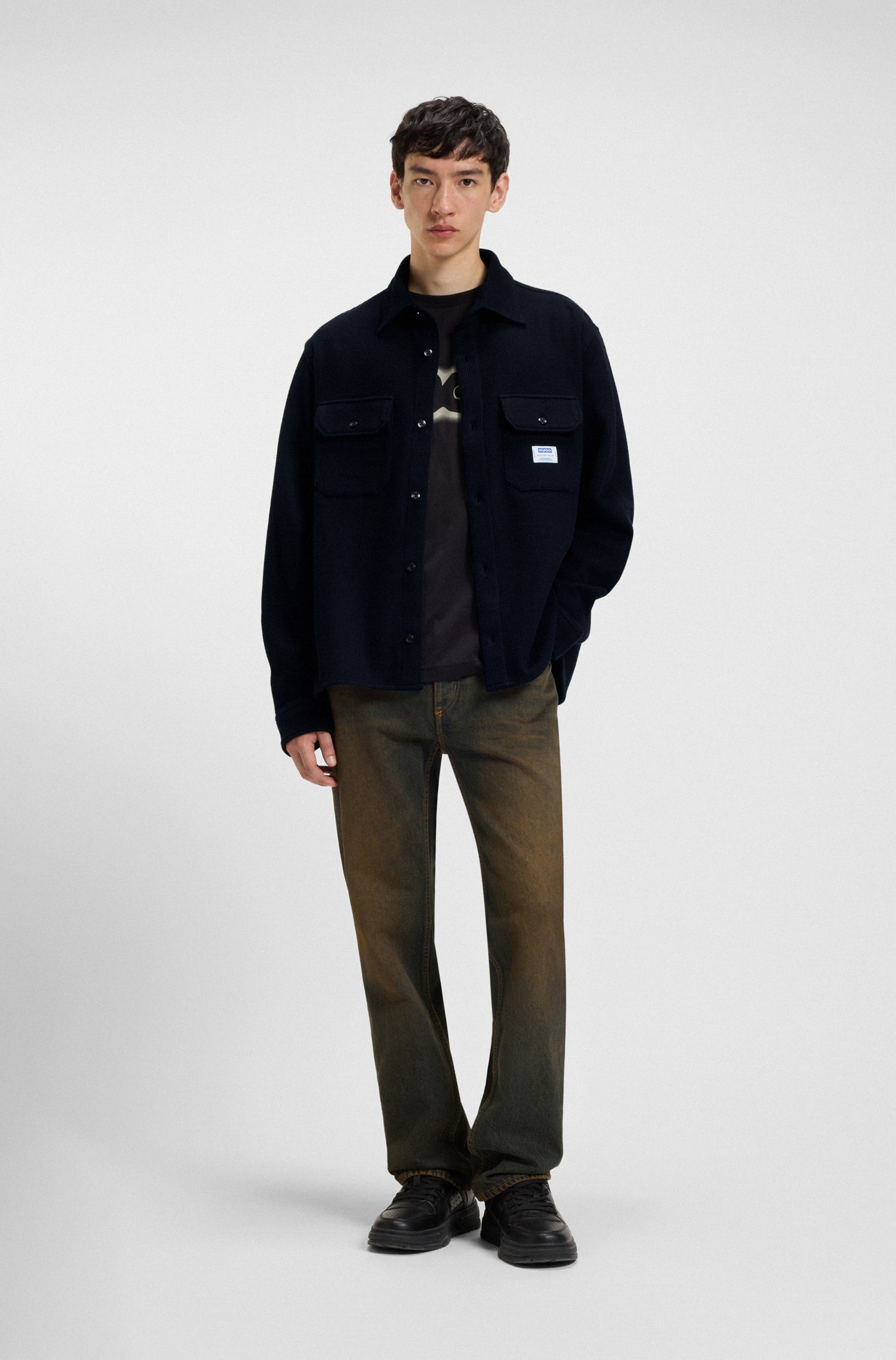 HUGO Blue Langarmhemd Ekynone Oversize Fit