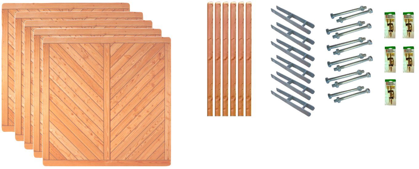 Tetzner & Jentzsch Dichtzaun Springfield 3, (Set), 5 Elemente, LxH: 954x180 cm