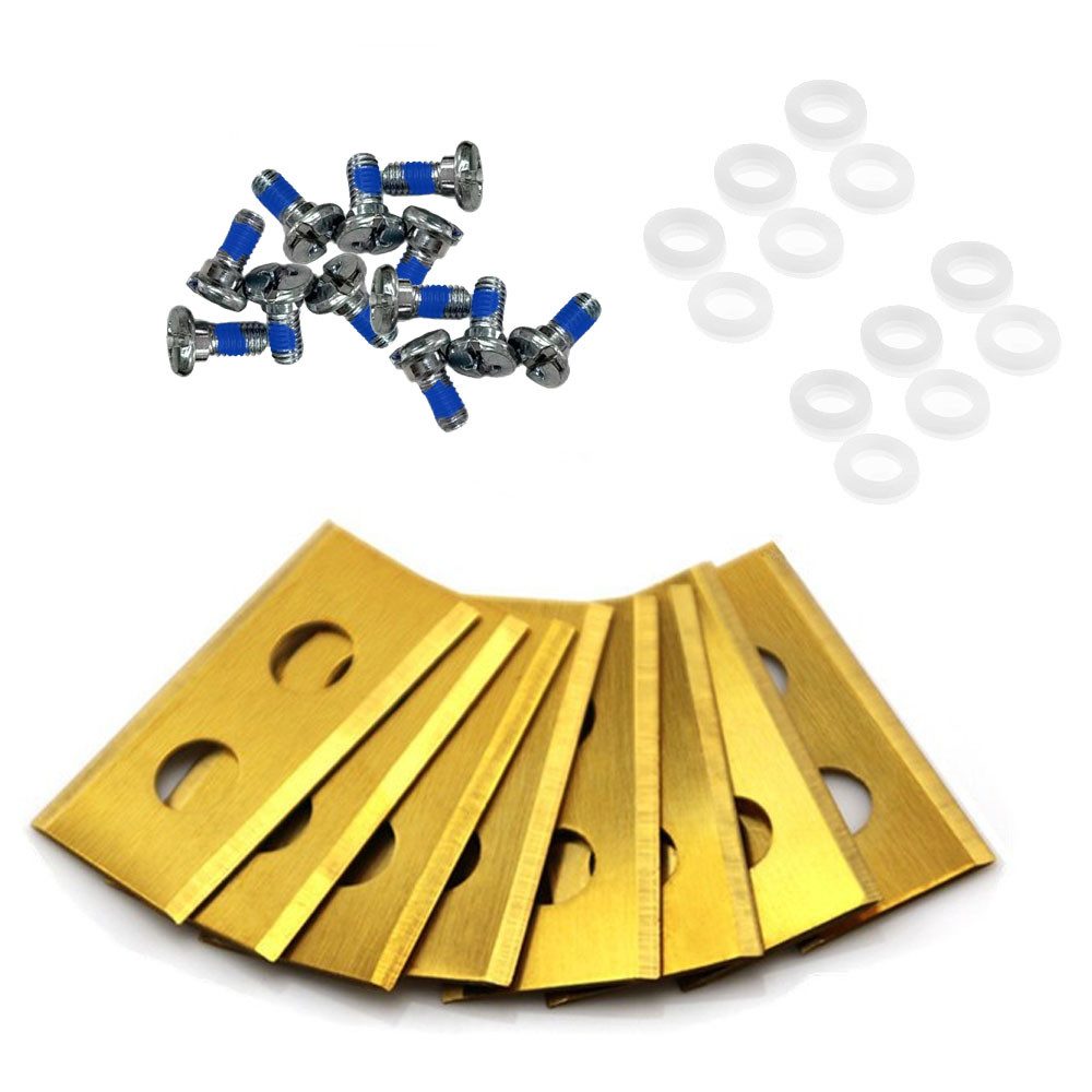 QUBEBU Mährobotermesser 30 Stück Titan-Klingenmesser, Roboter-Rasenmähermesser für Mammotion (Roboter-Rasenmähermesser mit Titan-Carbit-Legierung – mit 30 Schrauben, (30-St), 30x Mähroboter Ersatzklingen, (0,6mm) goldfarben