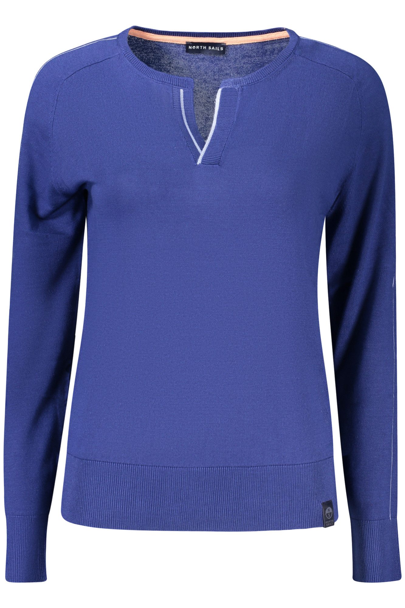 North Sails Strickpullover Damen Pullover: Blaues Langarmshirt mit Polokragen & V-Ausschnitt