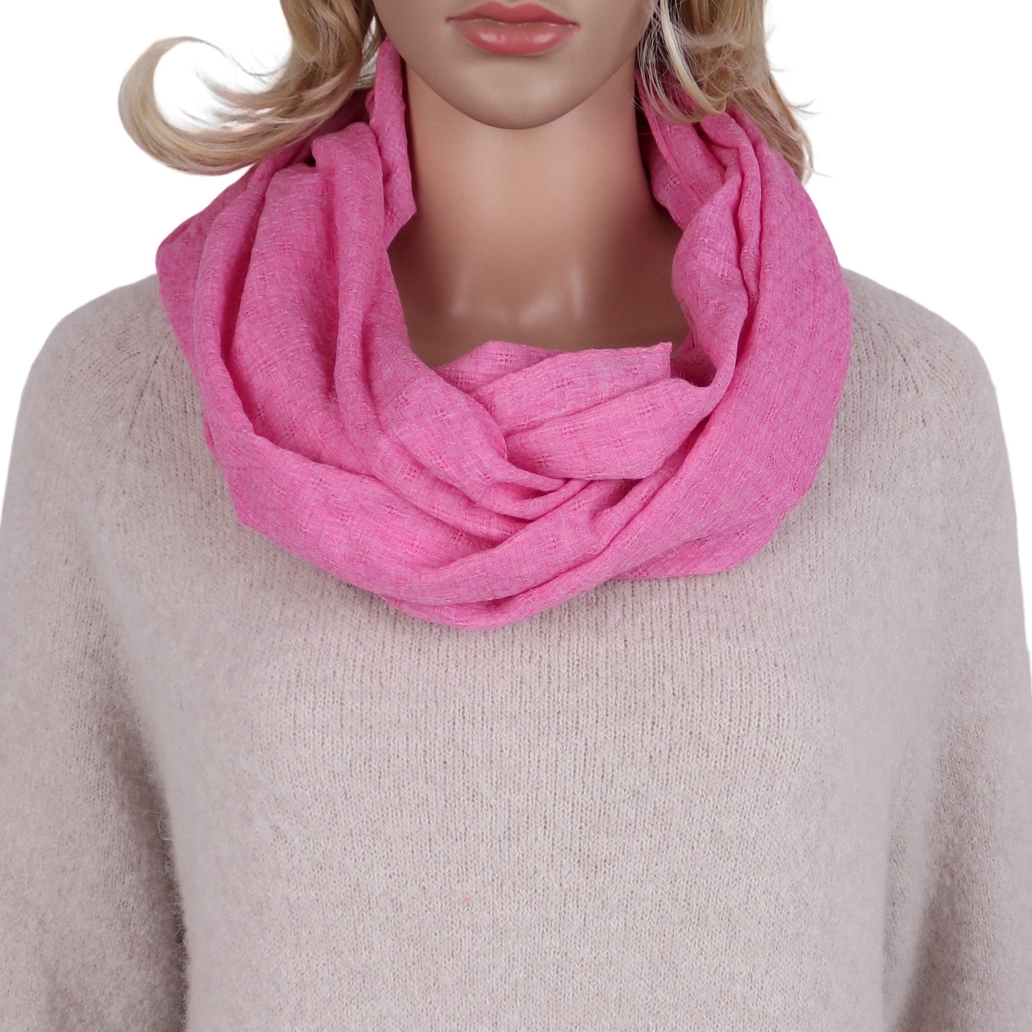 MIRROSI Loop Damen Schal Unifarbe mit Lochmuster Weich aus 100% Baumwolle, (ca. 160x44cm Zweimal um den Hals wickelbar)