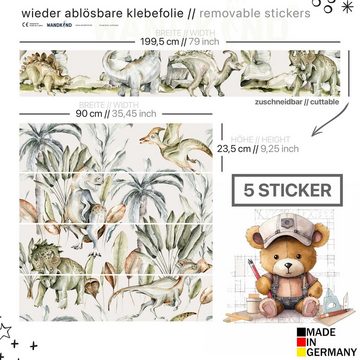 WANDKIND Wandtattoo Aufkleber für IKEA KURA Kinderbett Dinosaurier (Ohne Möbel) IKB503, wieder ablösbar