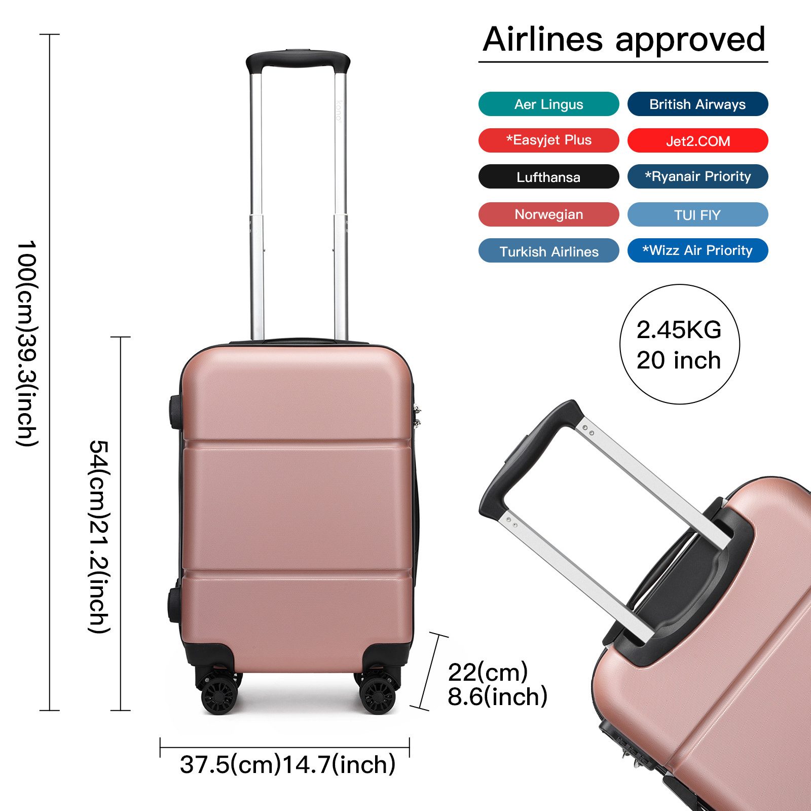 KONO Trolleyset 4 Rollen, (3 tlg), günstig online kaufen