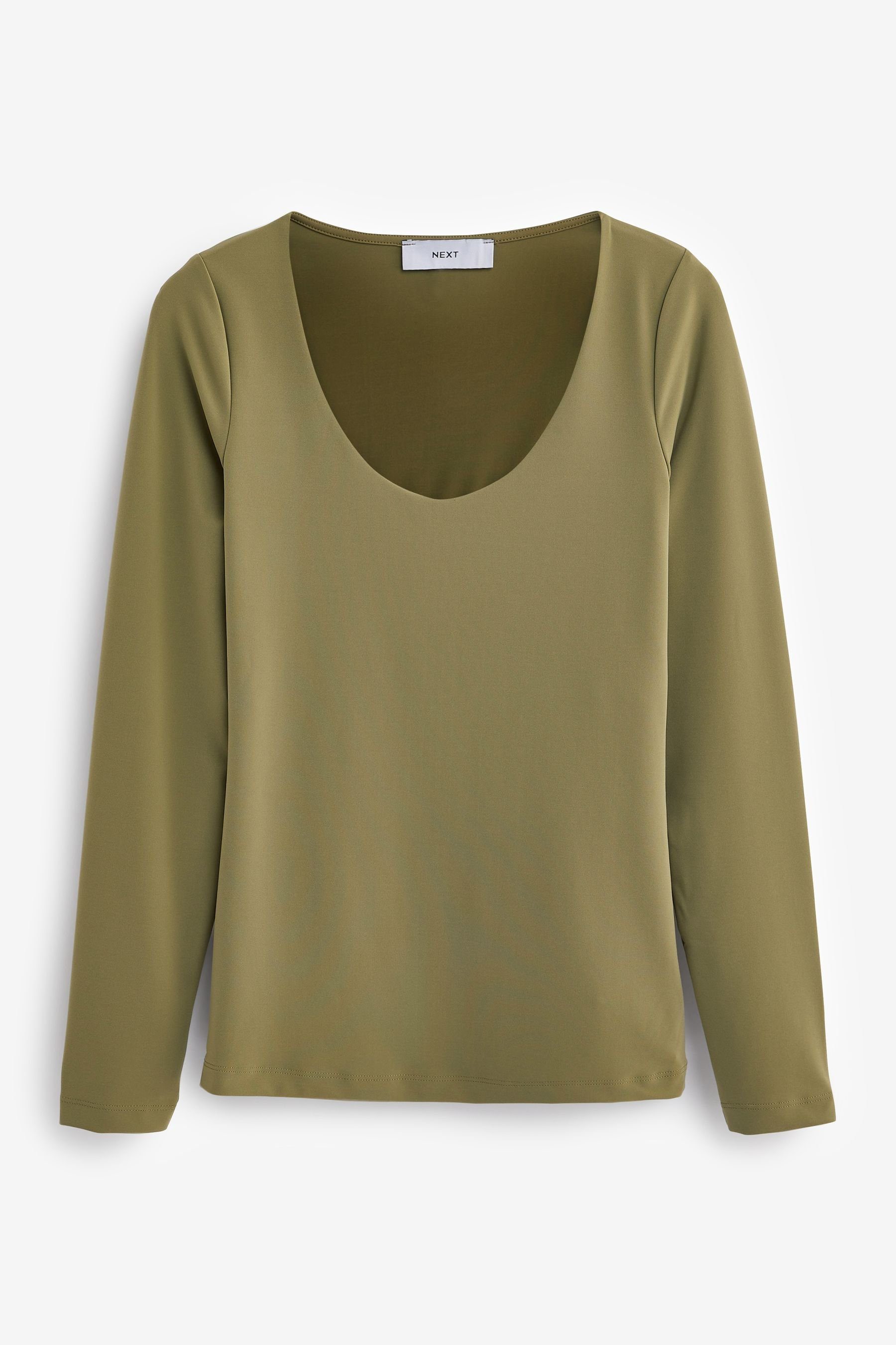 Stretch Langarmshirt (1-tlg) mit nahtloses Enges, Khaki Next Langarmshirt Green