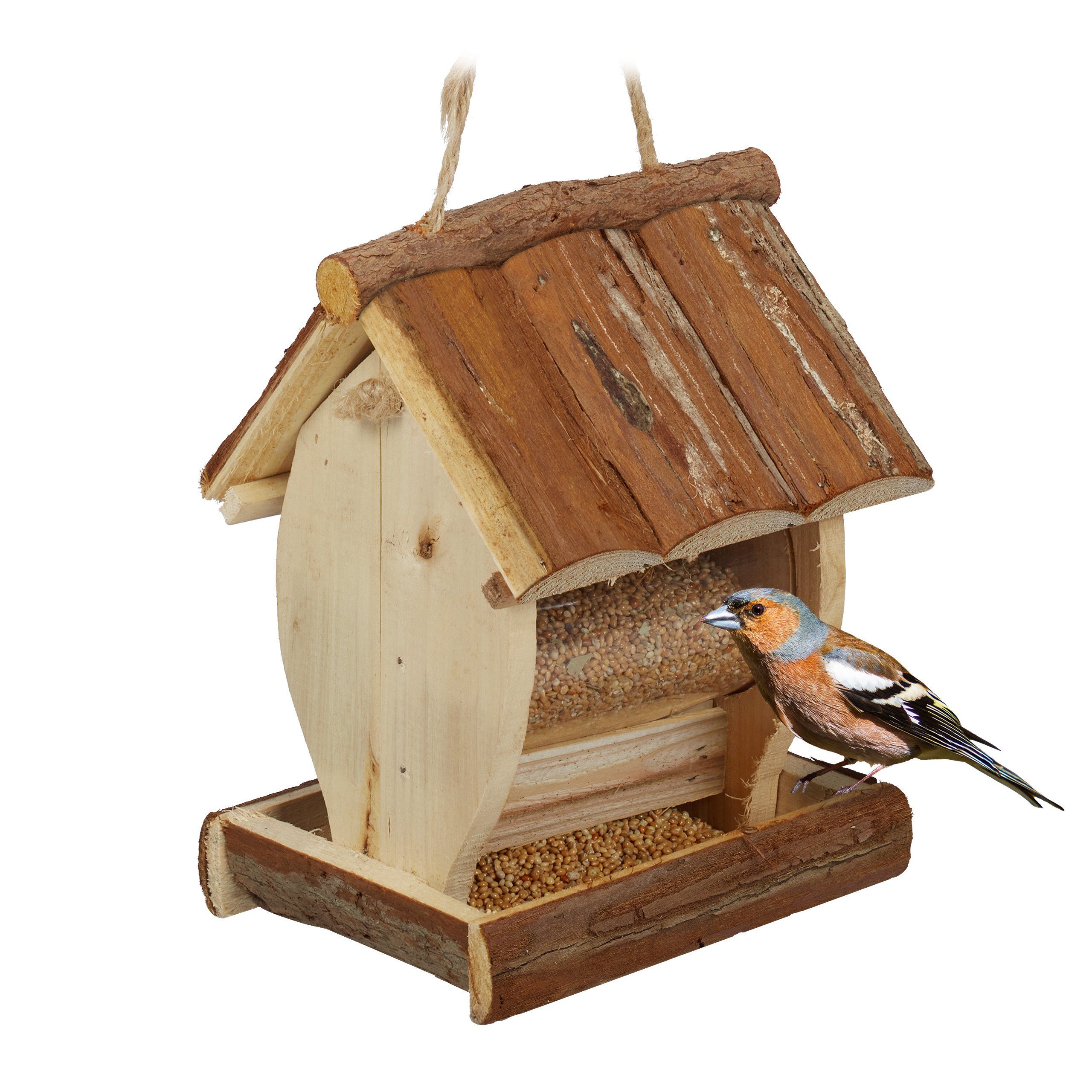 Vogelhaus Vogelfutterhaus mit Rindendach