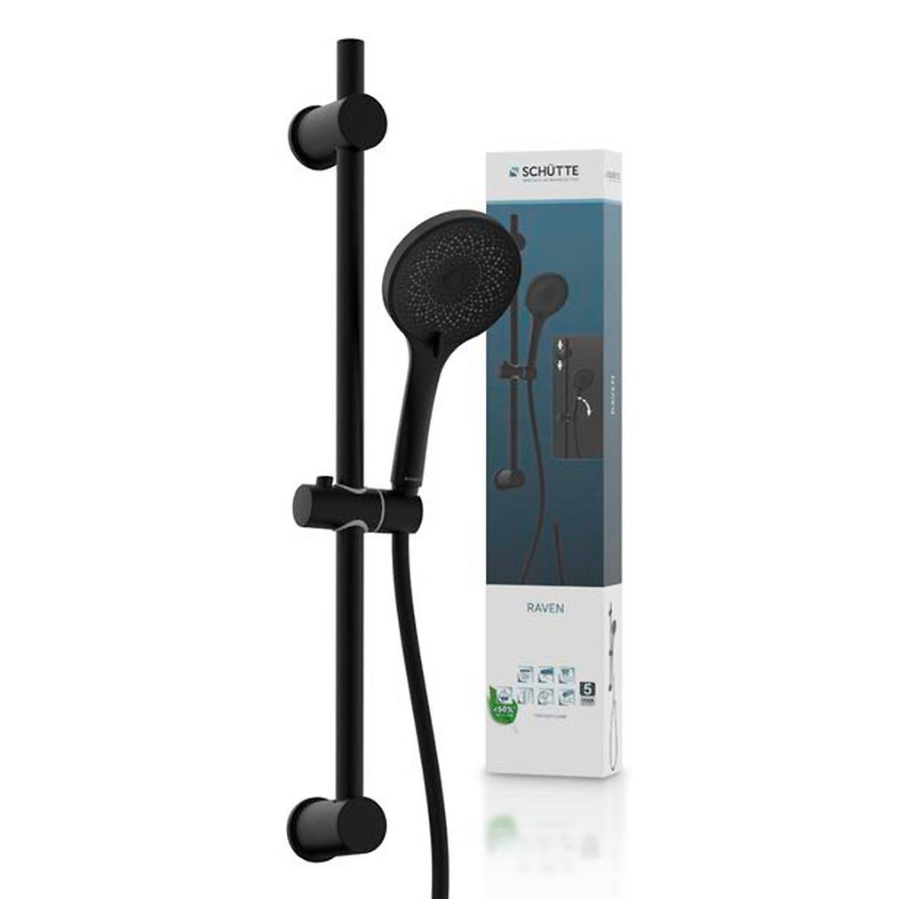 Schütte Brausegarnitur RAVEN, Höhe 70 cm, 3 Strahlart(en), Regendusche, mit Schlauch und Halterung, Wellness-Duschkopf